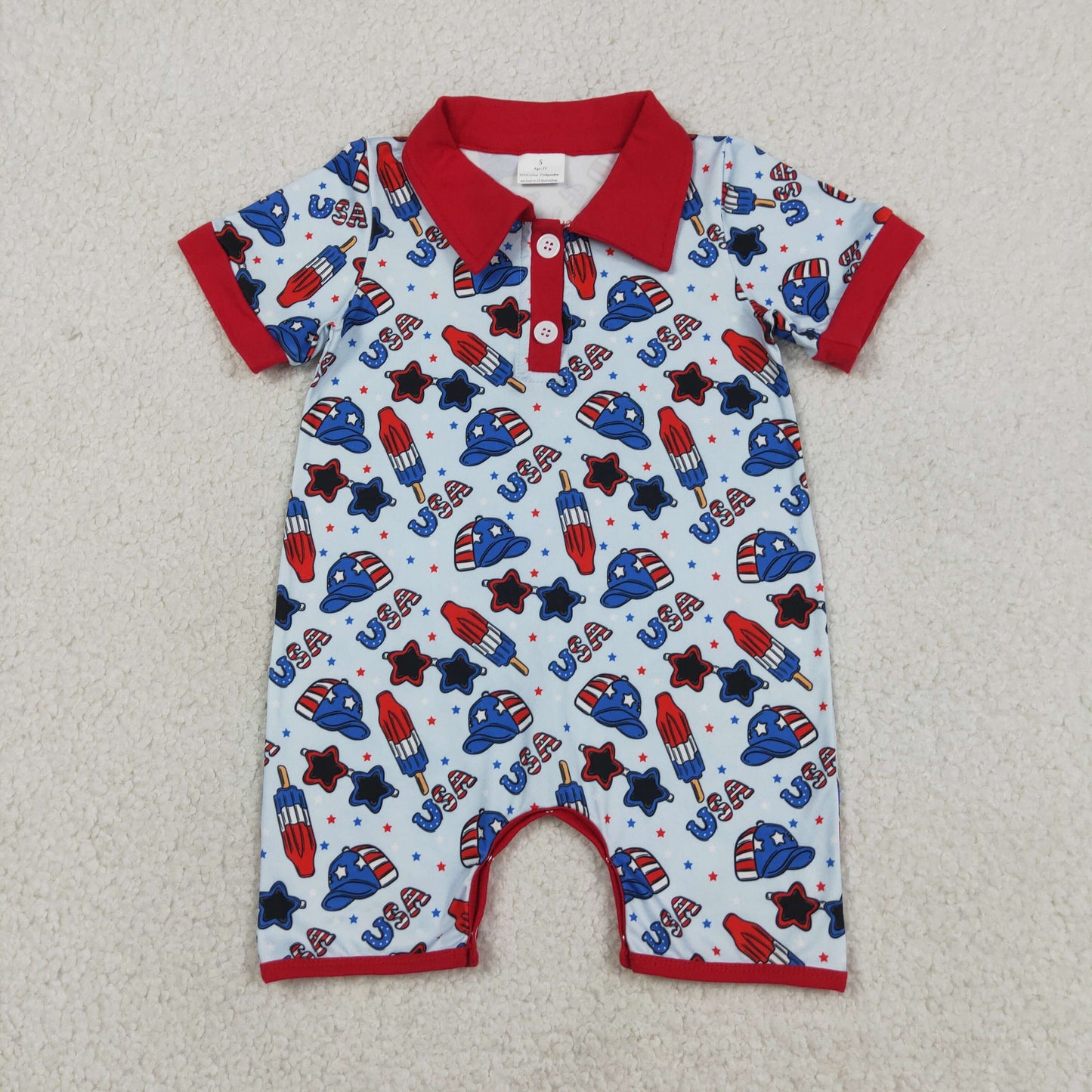SR3874 USA 4TH July boy summer romper 202604 RTS