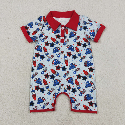 SR3874 USA 4TH July boy summer romper 202604 RTS