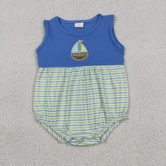 SR3892 Embroidery boat boy romper 202605 RTS