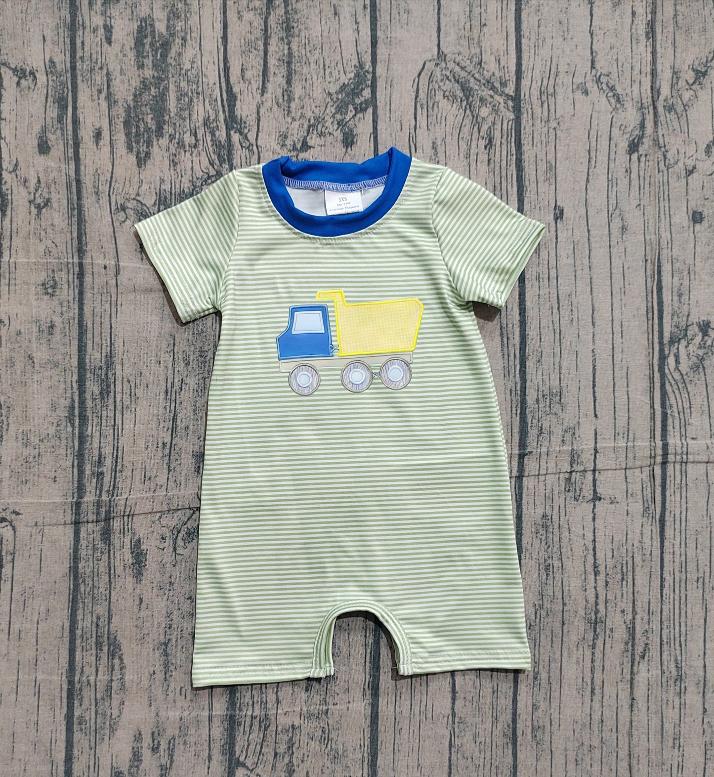 SR3893 embroidery Truck boy romper 202602 preorder