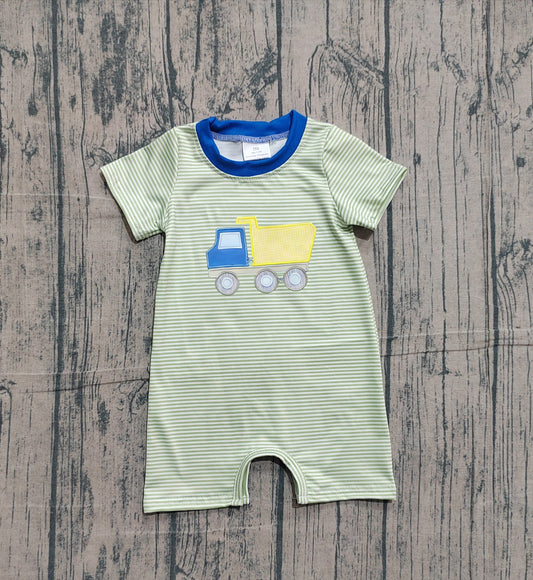 SR3893 embroidery Truck boy romper 202602 preorder