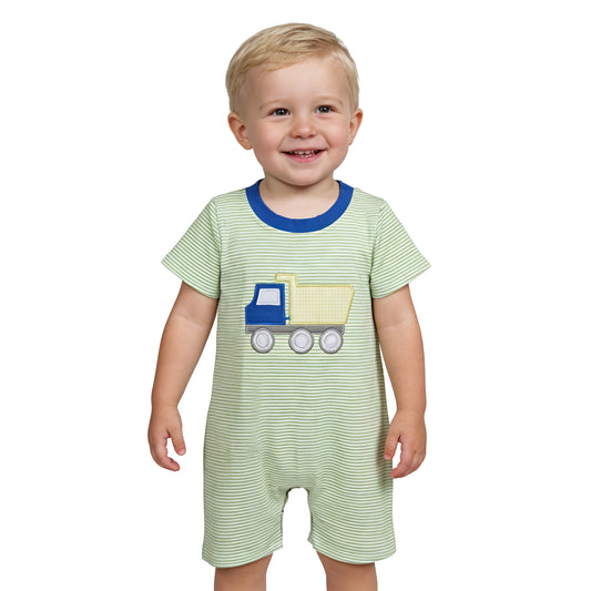 SR3893 embroidery Truck boy romper 202603 rts