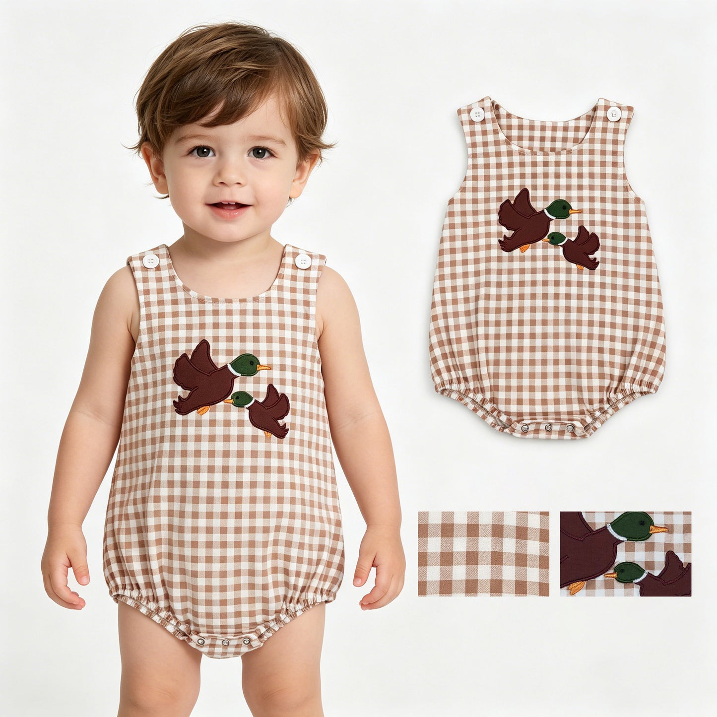 SR3958 embroidery duck girl summer romper 202604  RTS