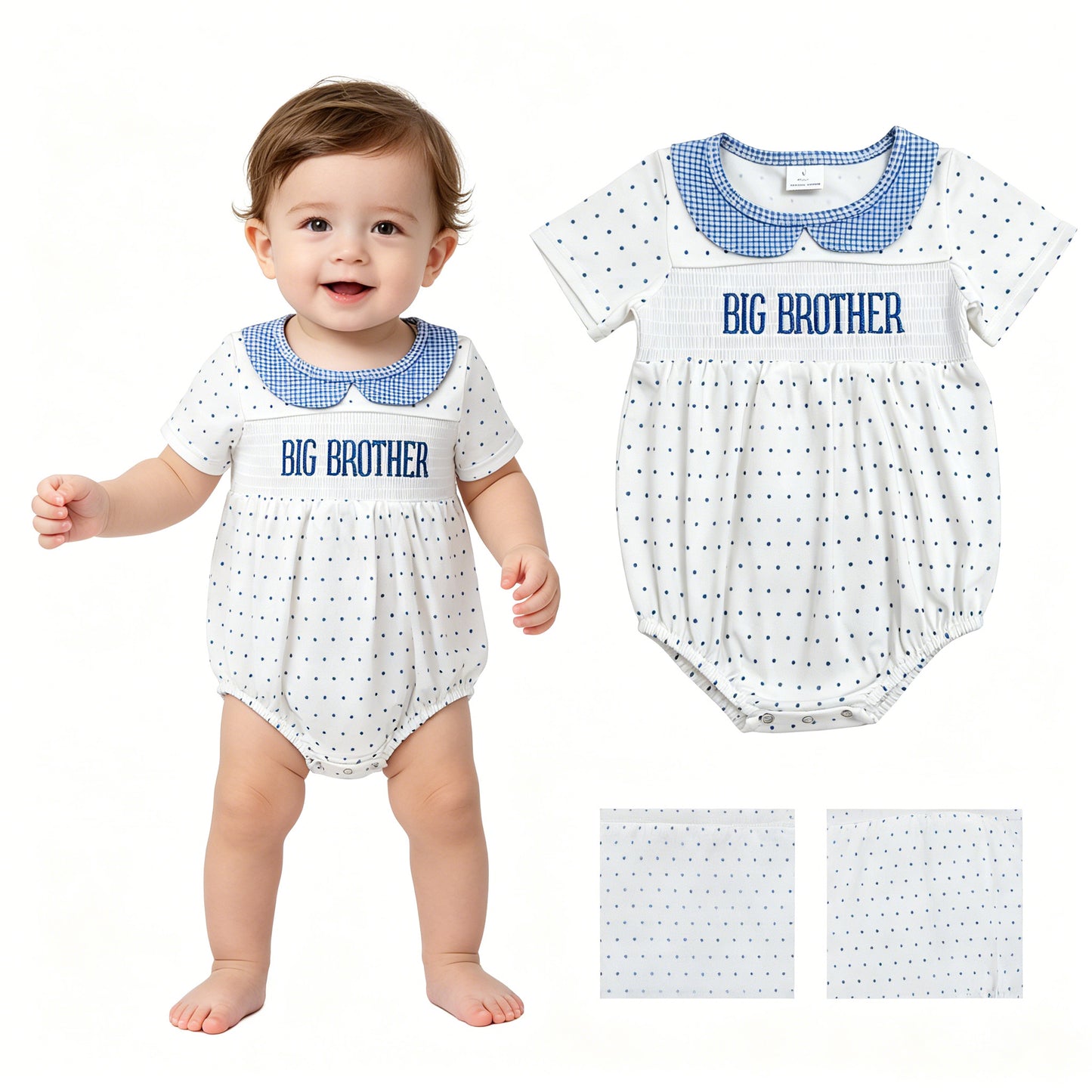 SR3980-SMOCKED Little brother boy romper 202607 RTS