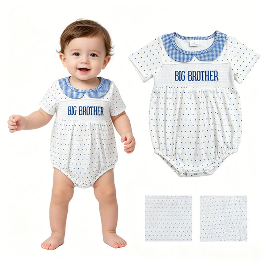 SR3980-SMOCKED Little brother boy romper 202607 RTS