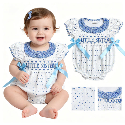 SR3981-SMOCKED Little sister girl romper 202607 RTS