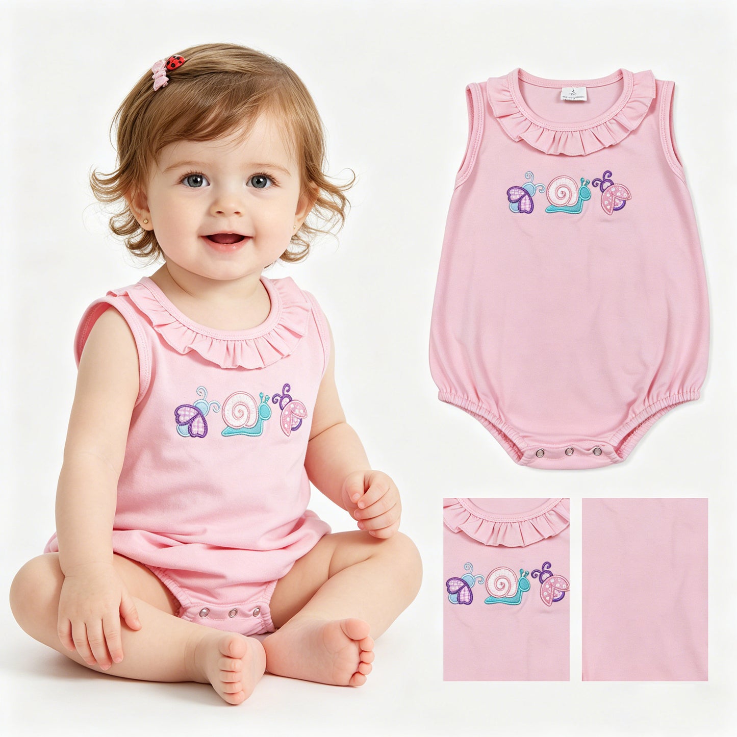 SR4037  embroidery snial GIRL romper 202604 RTS