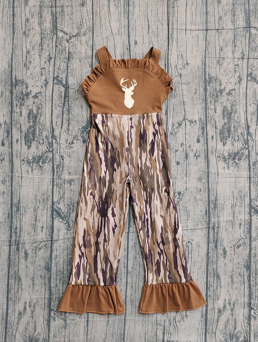 SR4047  Embroidery  deer camo short sleeve girl jumpsuit overall 202601  sibling preorder