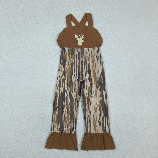 SR4047  Embroidery  deer camo short sleeve girl jumpsuit overall 202601  sibling RTS