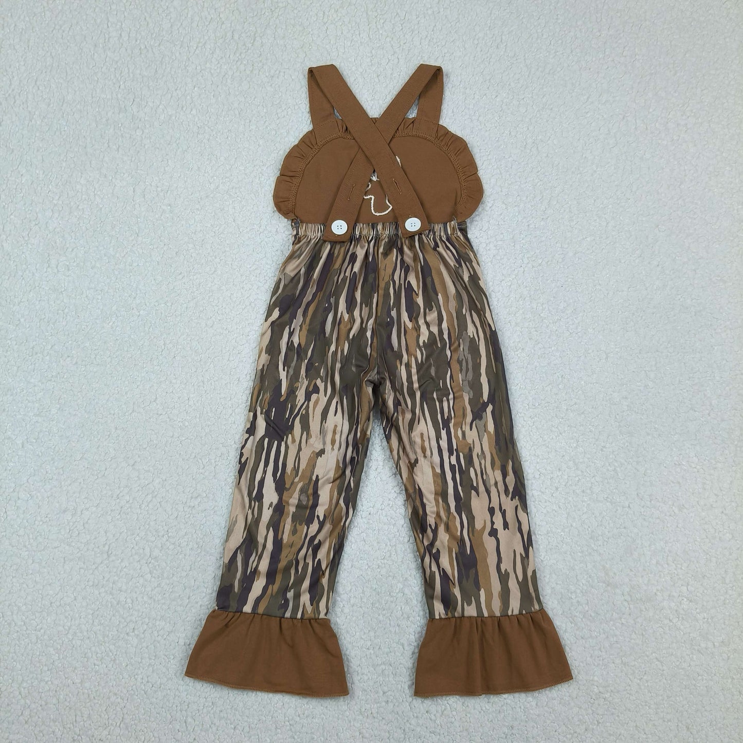 SR4047  Embroidery  deer camo short sleeve girl jumpsuit overall 202601  sibling RTS