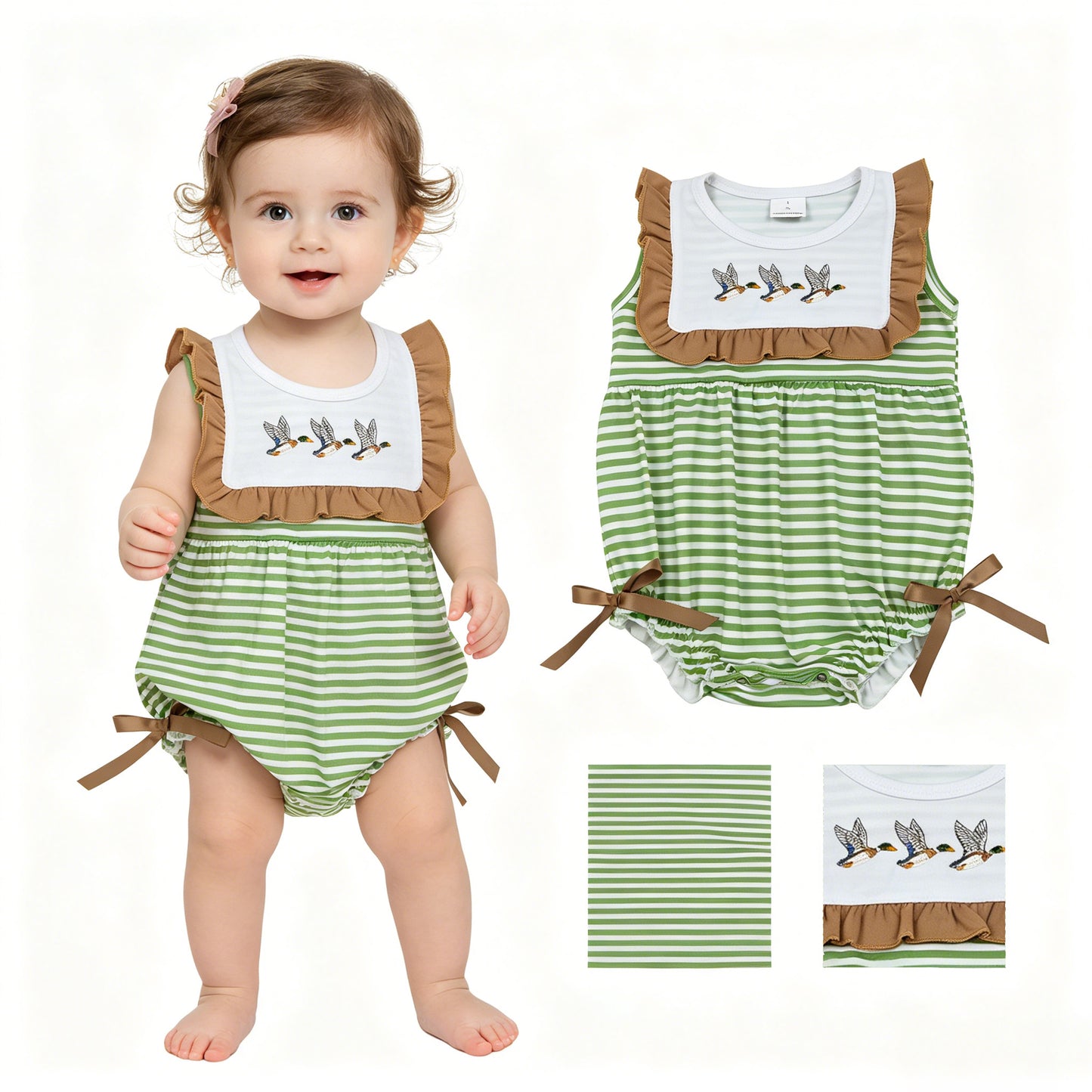 SR4084  Embroidery duck girl summer romper 202605 RTS