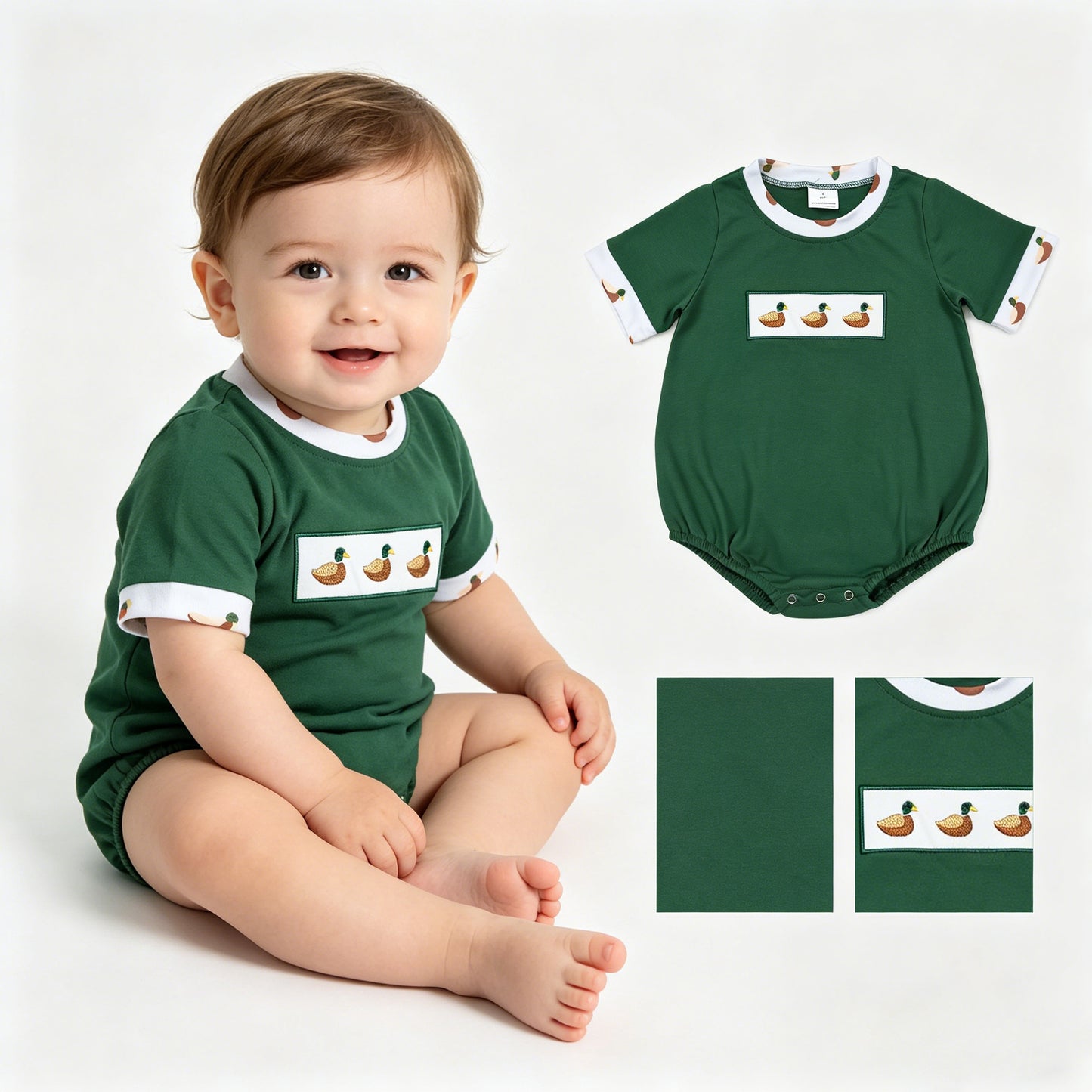 SR4092 embroidery duck girl summer romper 202604  RTS