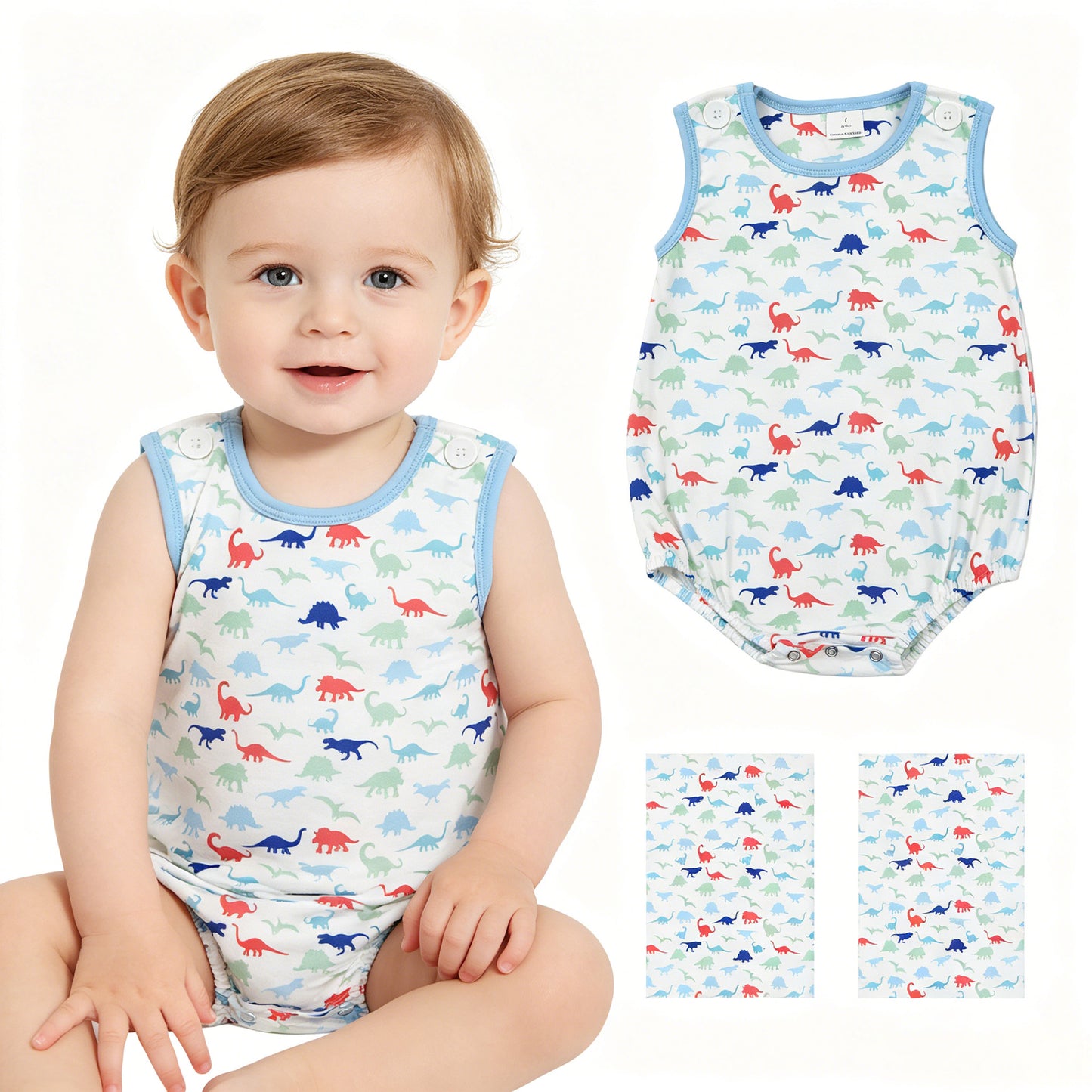 SR4096  dinosaur girl summer romper 202605  RTS