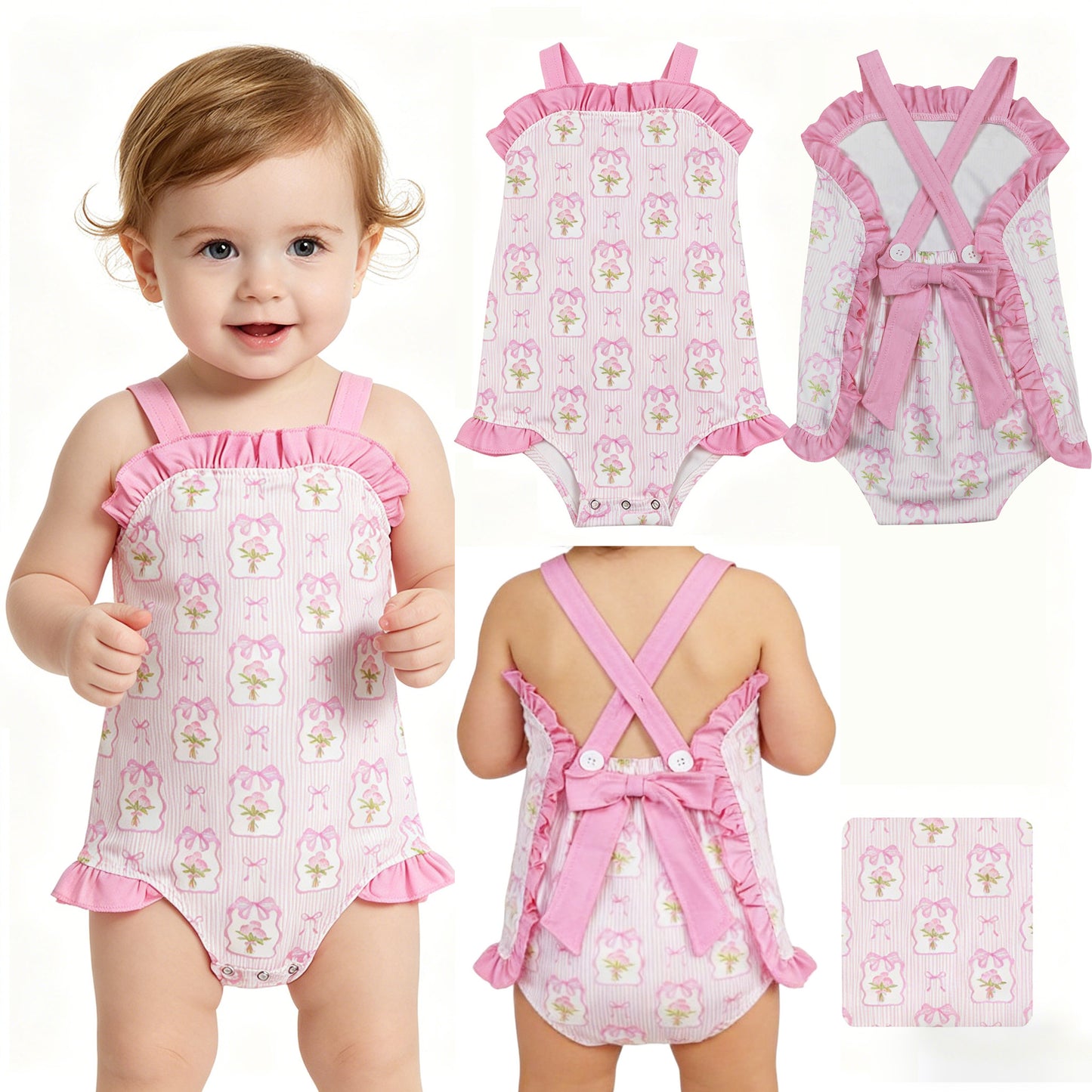 SR4112 flower girl summer romper 202604 RTS