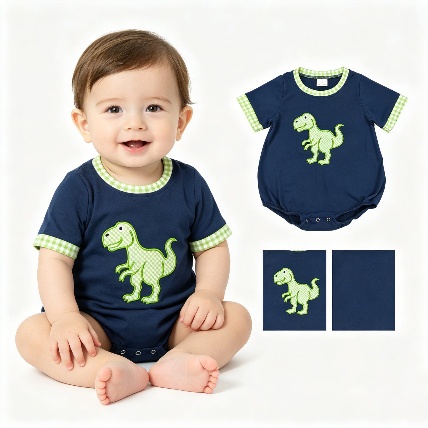 SR4113  embroidery  dinosaur GIRL romper 202604 RTS
