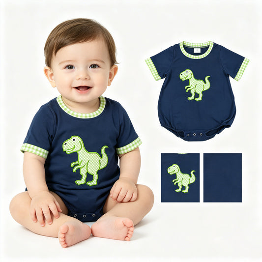 SR4113  embroidery  dinosaur GIRL romper 202604 RTS