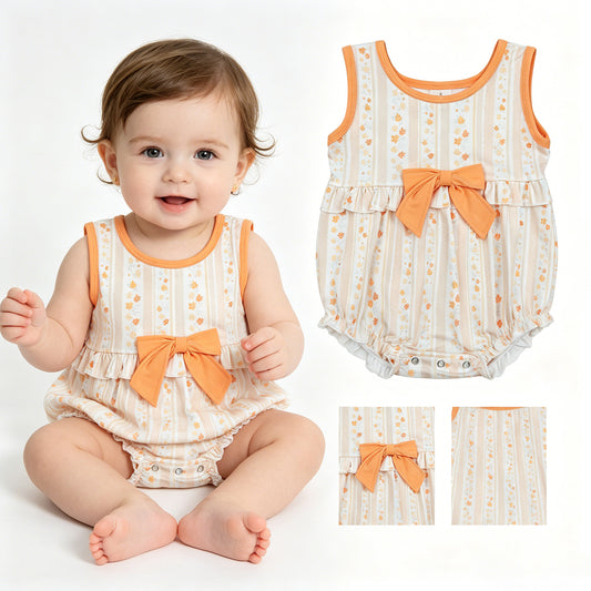 SR4122 bow flower girl summer romper 202604 RTS