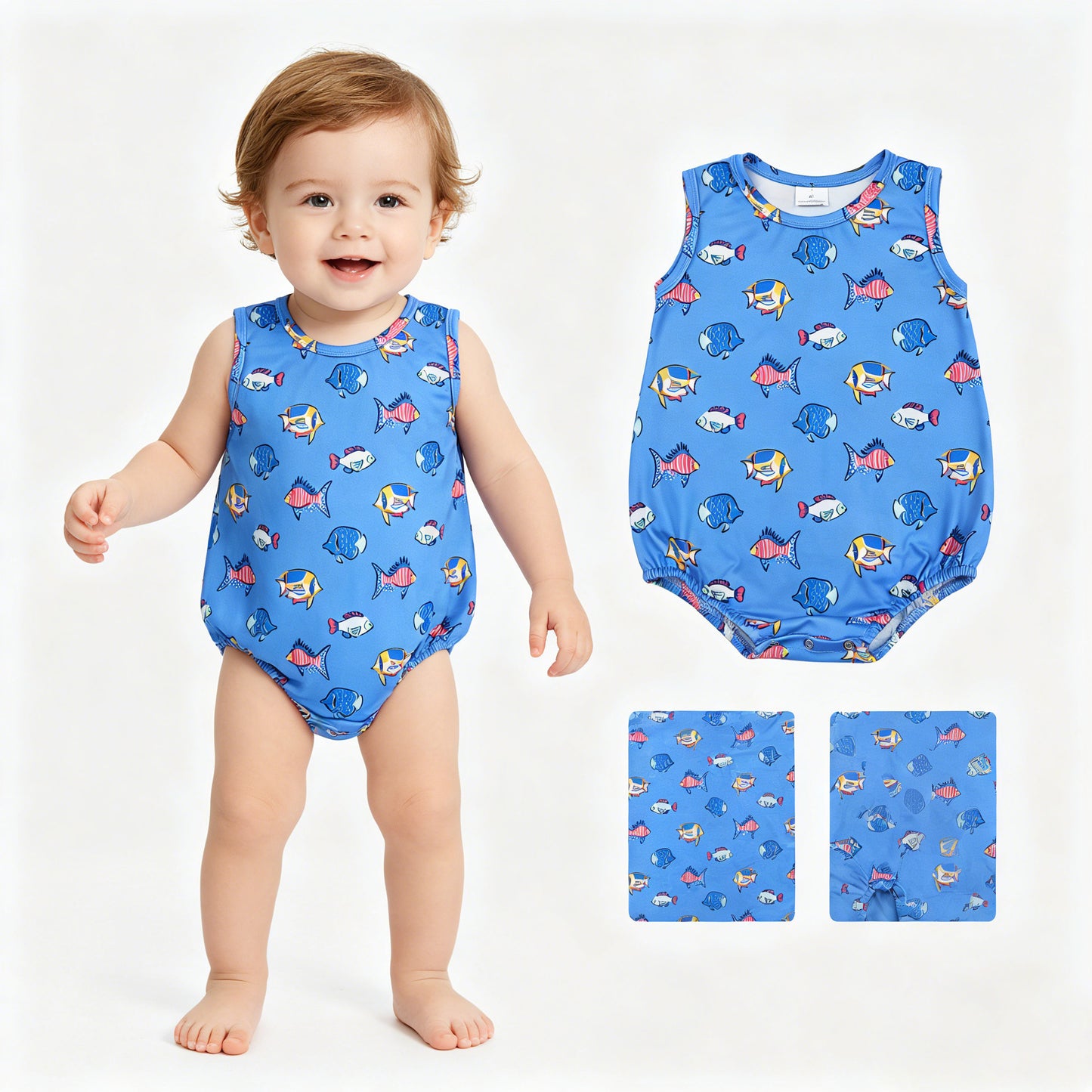 SR4151 baby shark FISH boy romper overall 202605 RTS
