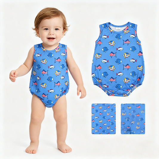 SR4151 baby shark FISH boy romper overall 202605 RTS