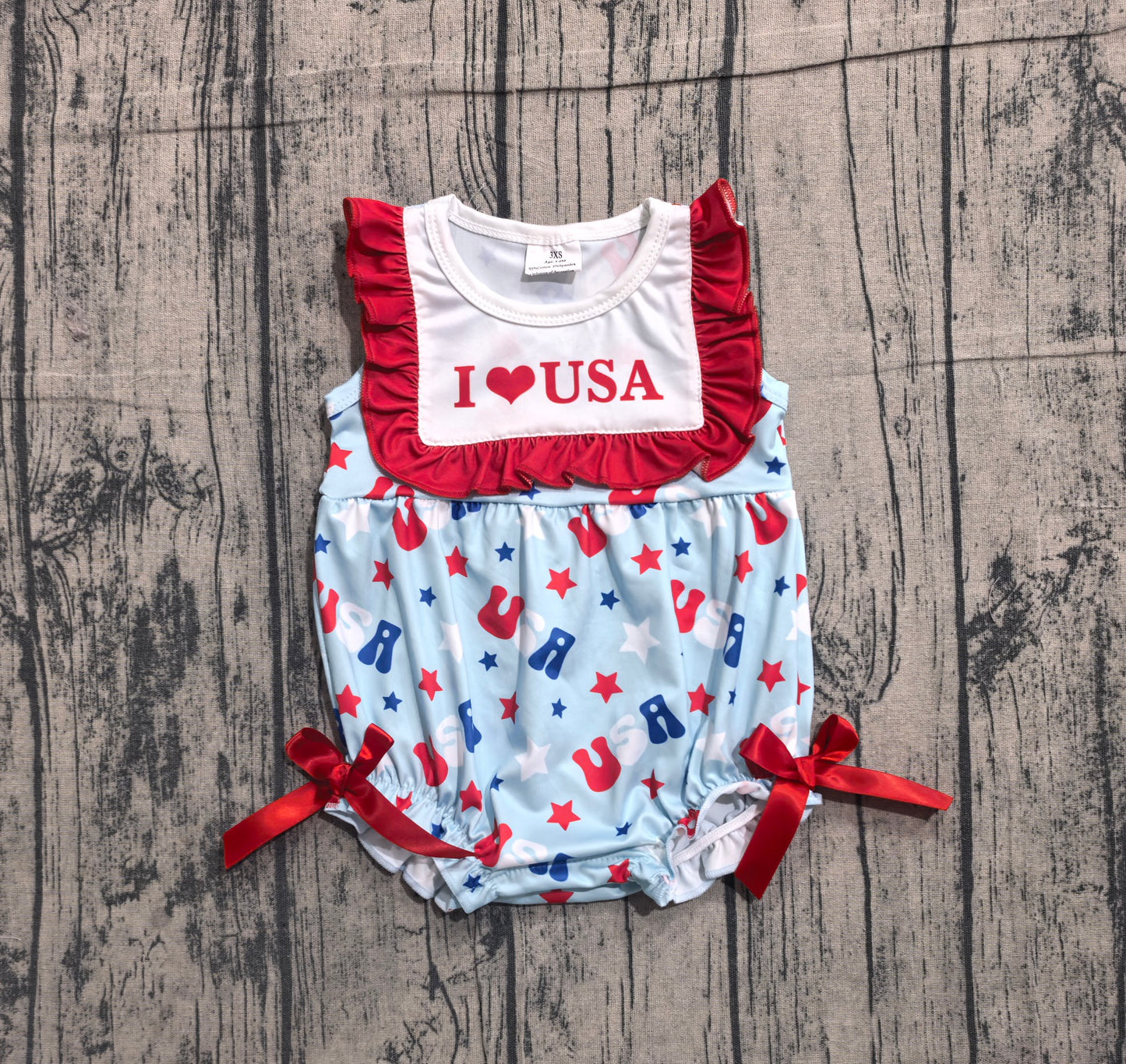 SR4154  love USA 4th July girl romper overall 202604 preorder