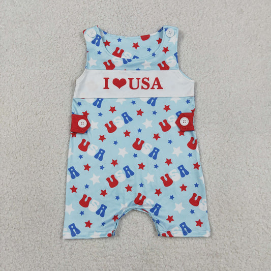 SR4155 love USA 4th July boy romper overall 202605 RTS