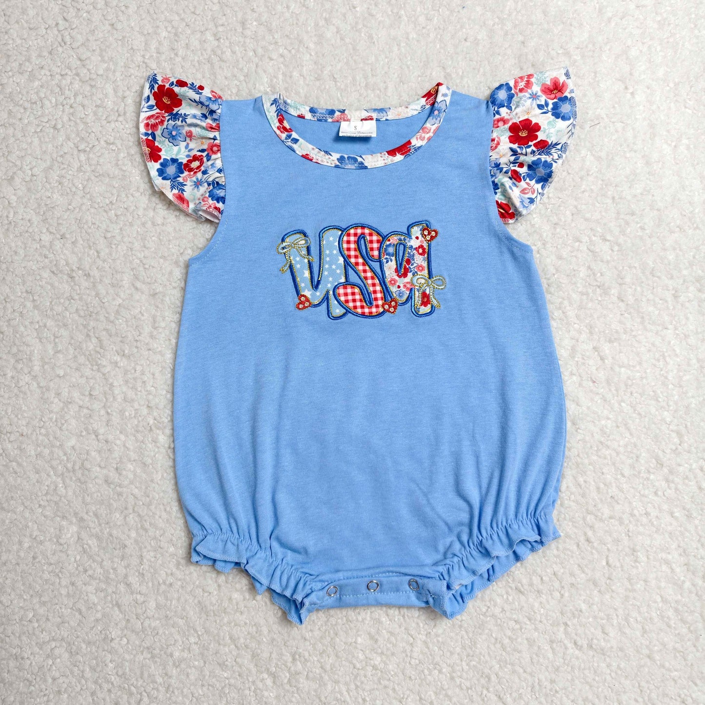 SR4186 embroidery USA 4th July boy romper overall 202607 RTS
