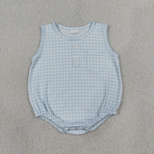 SR4232 blue plaid boy romper 202607 RTS