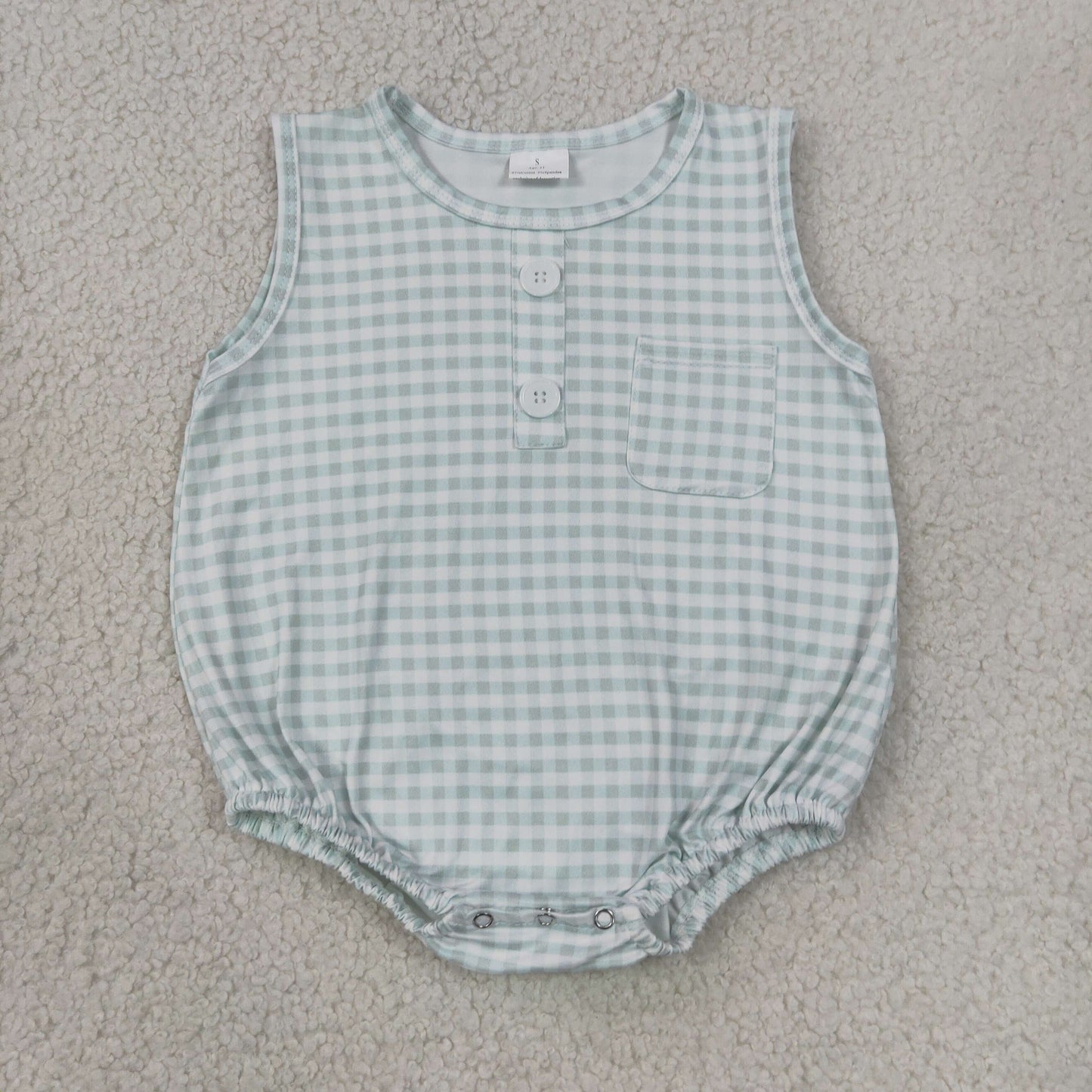 SR4234 green plaid boy romper 202607 RTS