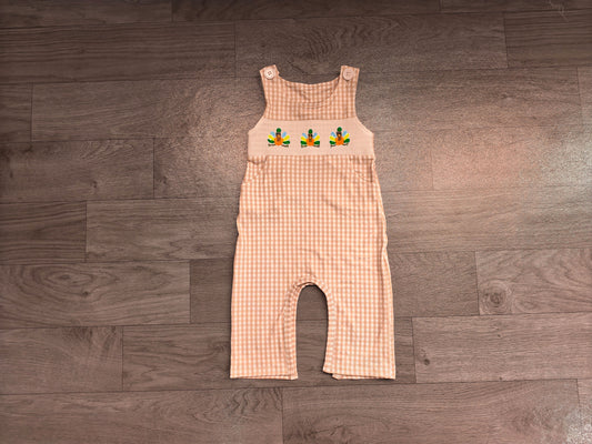 RTS SR4277 Smocked Embroidery Plaid Baby Overall Romper 202608