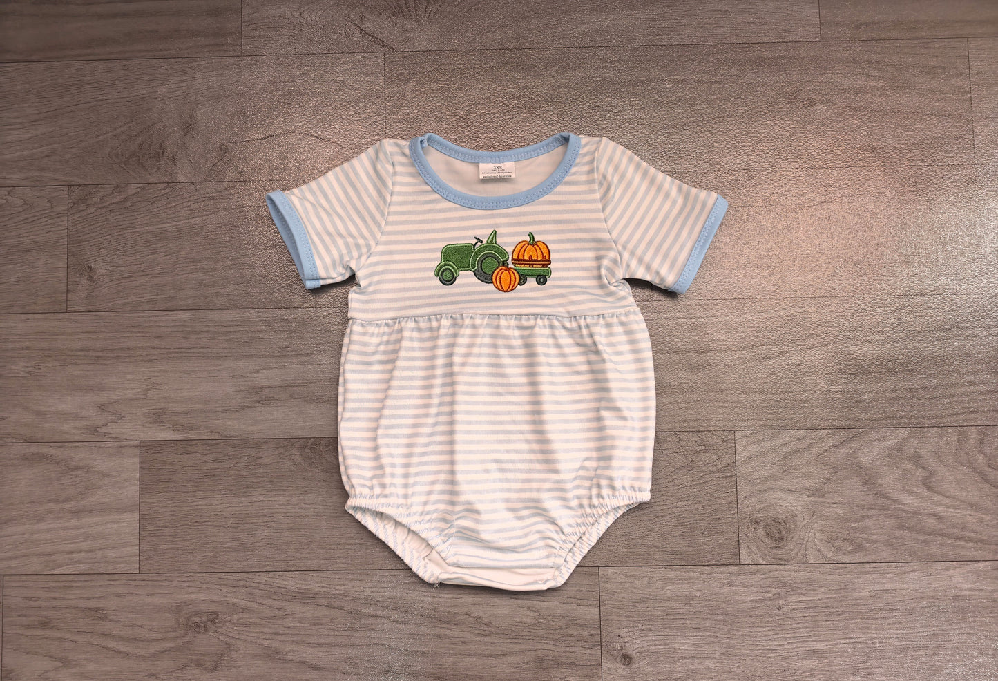 RTS SR4286 Halloween Pumpkin Embroidery Stripe Short Sleeve Baby Bubble Romper 202608
