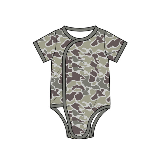 Preorder (moq 5) SR4347 Baby Clothes Retro Camo Print Short Sleeve Side Snap Bodysuit
