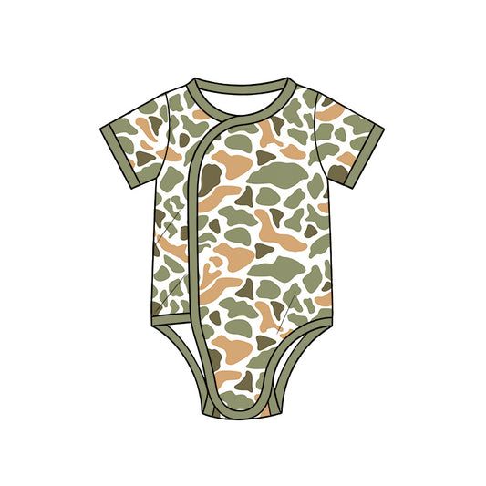 Preorder (moq 5) SR4354 Baby Clothes Light Retro Duck Camo Print Short Sleeve Side Snap Bodysuit