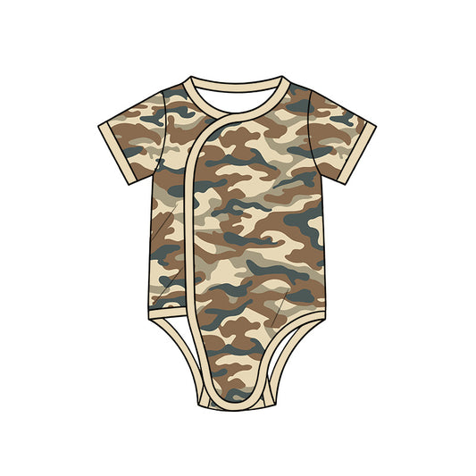 Preorder (moq 5) SR4358 Baby Clothes Classic Hunting Duck Camo Print Short Sleeve Side Snap Bodysuit