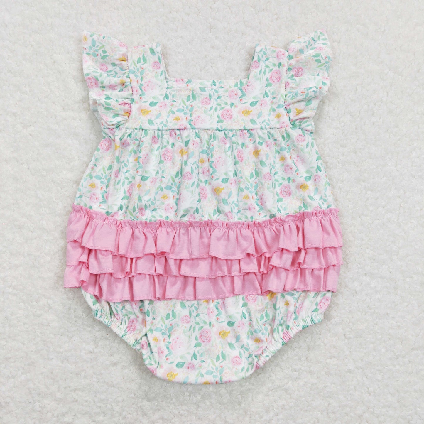 SR0805 embroidery flowers shorts girl romper 202401