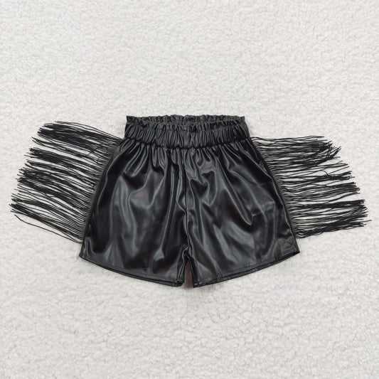 SS0094  Leather black girl tassel shorts 20230425 RTS