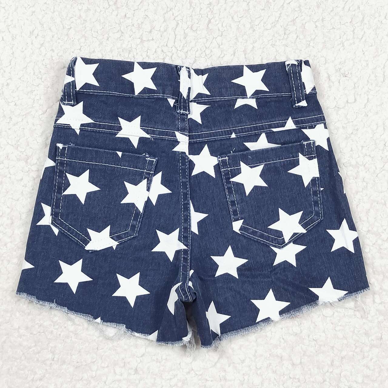 SS0168 Western 4th july  star blue girl Jeans denim shorts  202405 RTS