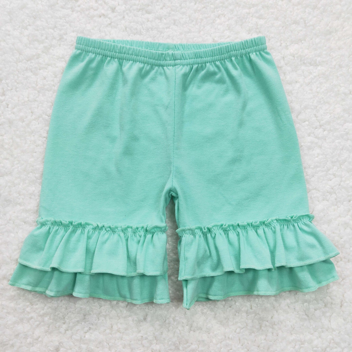 SS0180 girl green  ruffles shorts pants 202402 rts