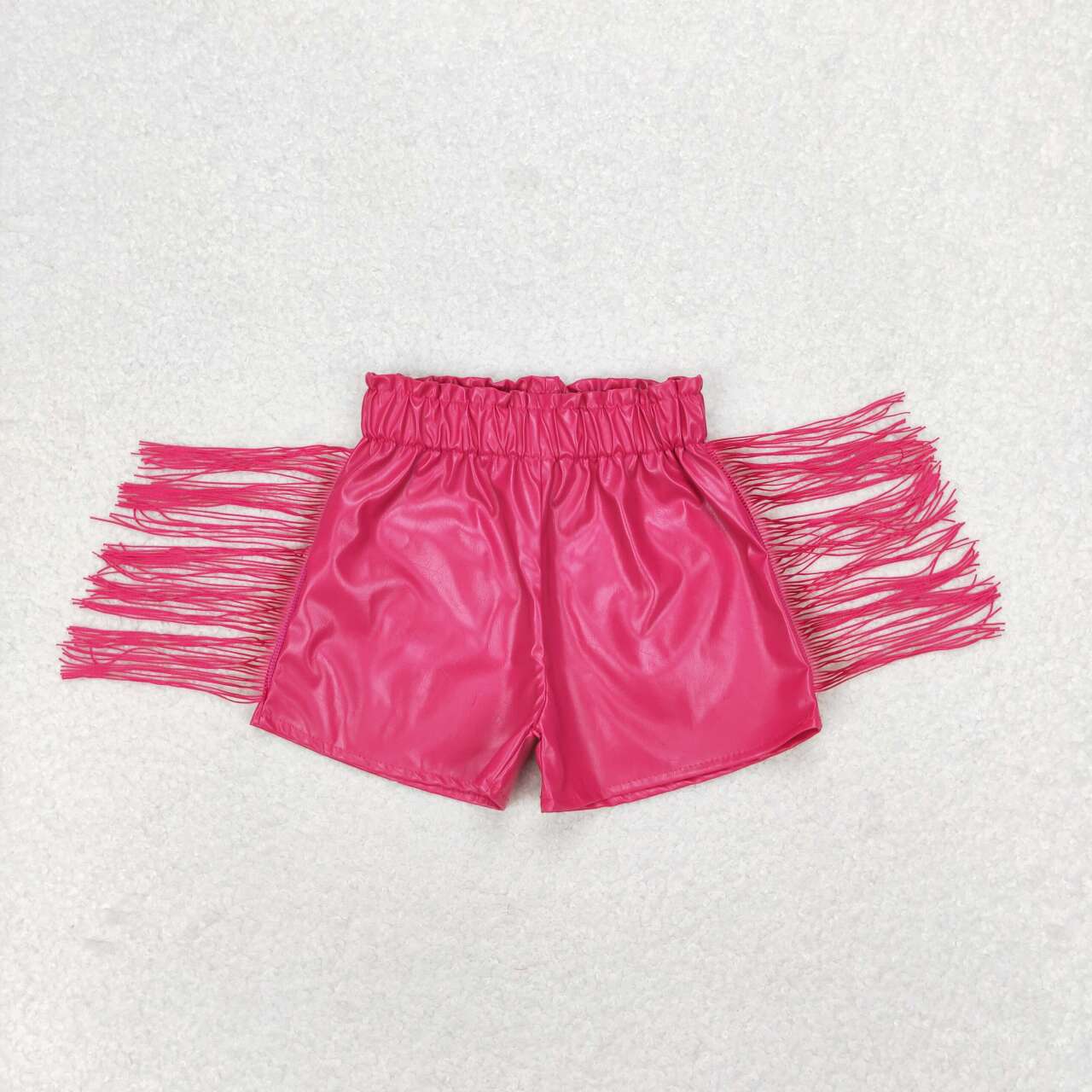 SS0223 Leather pink girl tassel shorts 202406 rts