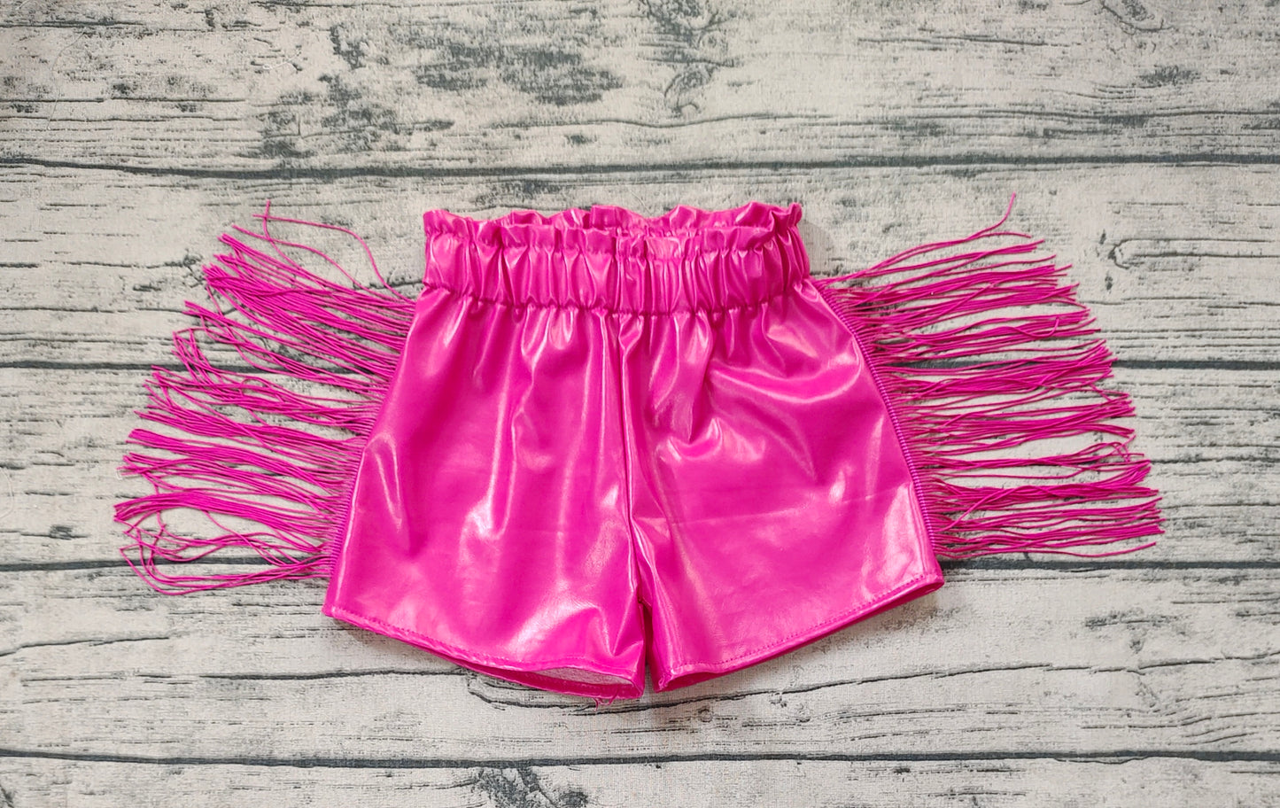 SS0223 Leather pink girl tassel shorts 202406 rts