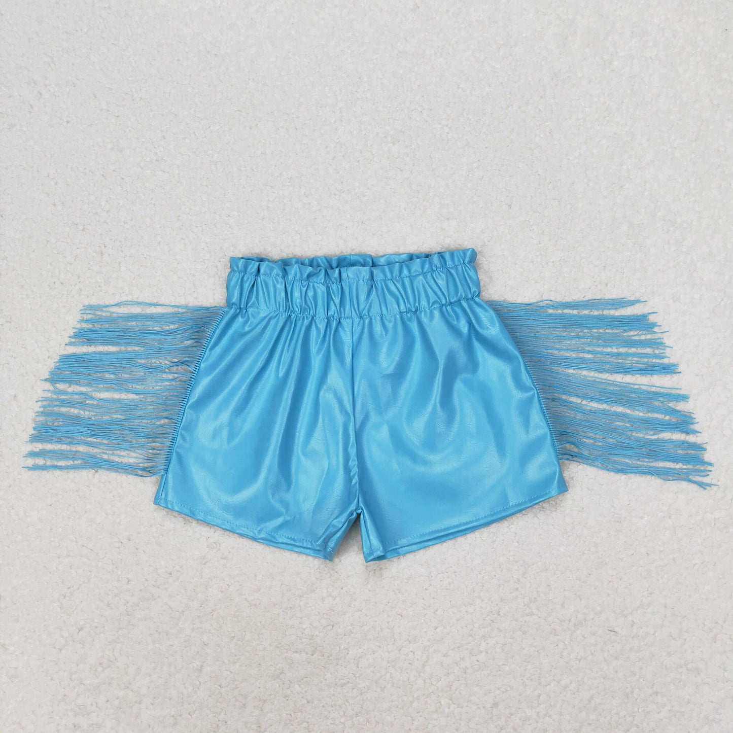 SS0241 blue leather girl tassel shorts 202406 RTS