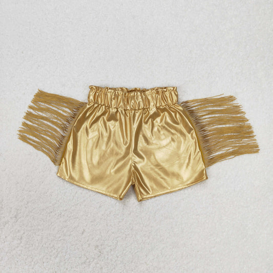 SS0242 Golden leather girl tassel shorts 202406 RTS