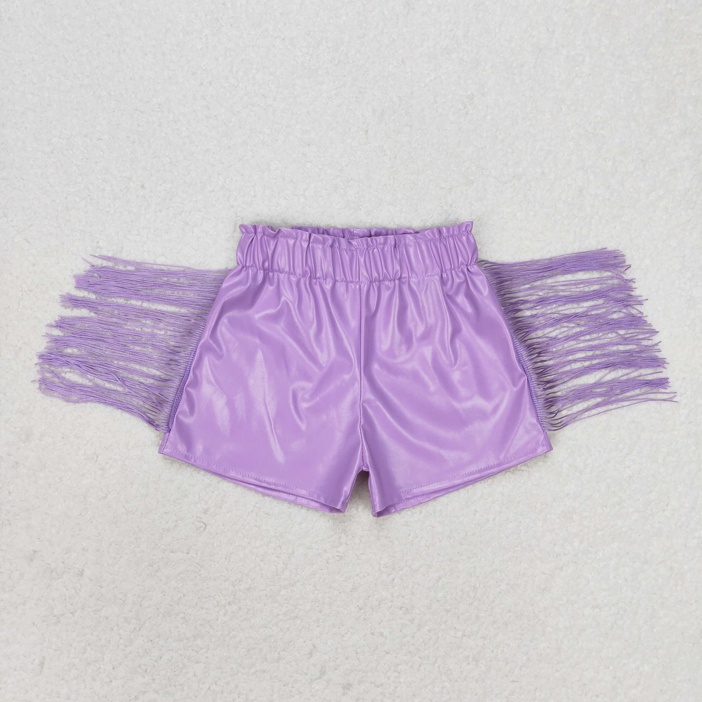 SS0251  Leather purple girl tassel shorts 202406 RTS