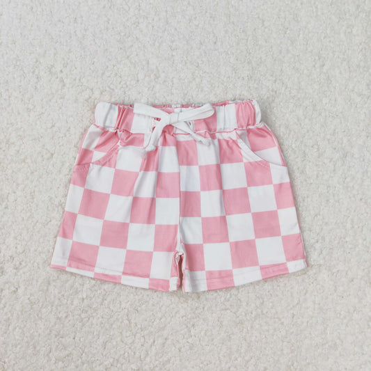 SS0258 girl  shorts RTS Checkerboard pink  202405