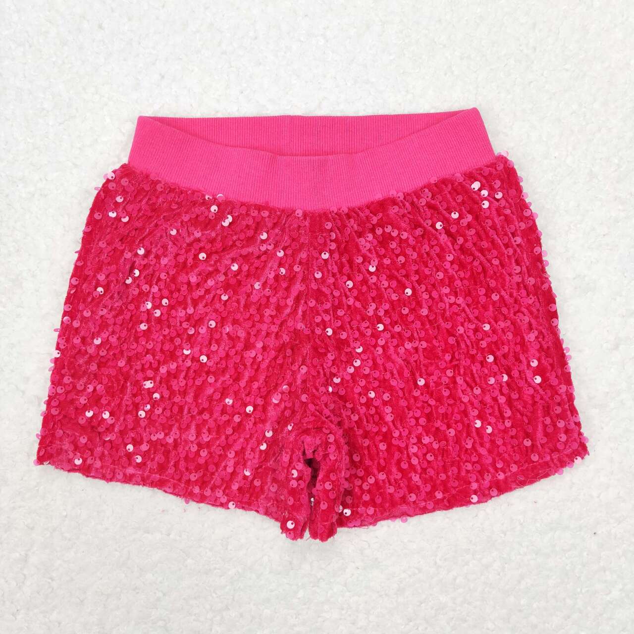 SS0351 girl hot pink sequin girl shorts 202406 rts