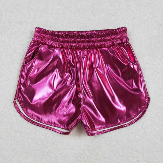 SS0414 western hot pink  glitter sparkling girl shorts 202502 RTS RTS