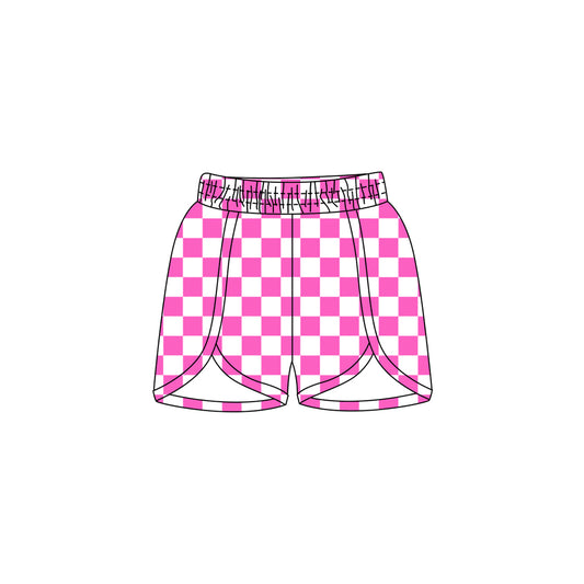 SS0431  western checkerboard pink girl shorts 202412 preorder