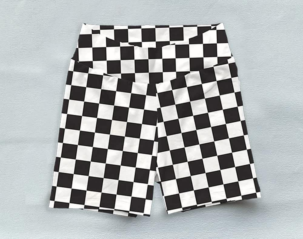 SS0537 yoga checkerboard girl kids shorts 202504 rts