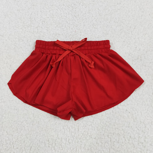 SS0544 yoga solid color butterfly shorts red real drawstring girl kids shorts 202505 rtsRTS