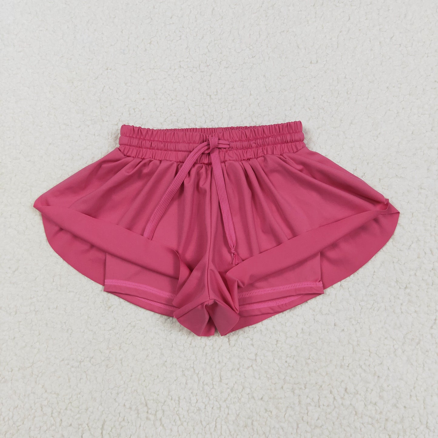 SS0545 yoga solid color butterfly shorts red real drawstring girl kids shorts 202505 RTS