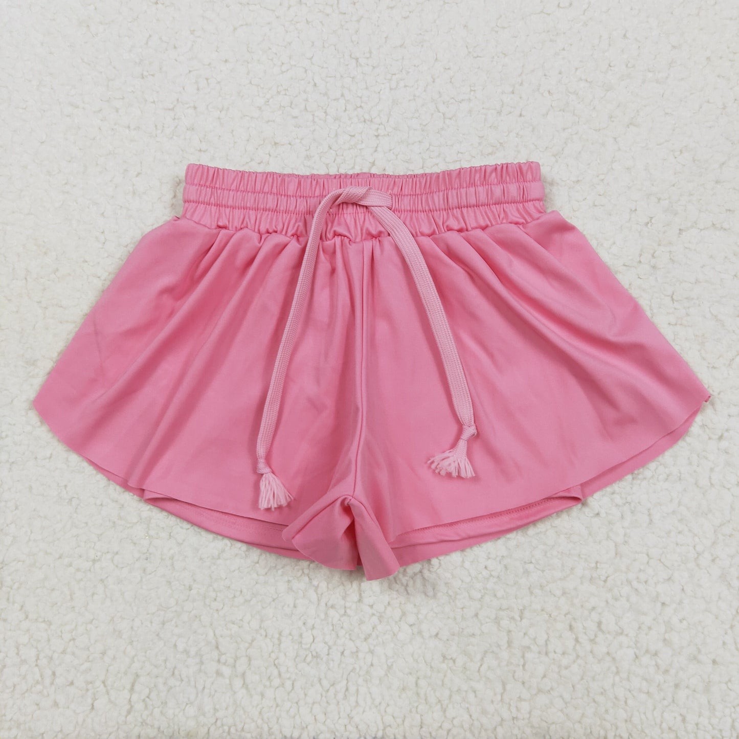 SS0546 yoga solid color red butterfly shorts real drawstring girl kids shorts 202505 RTS